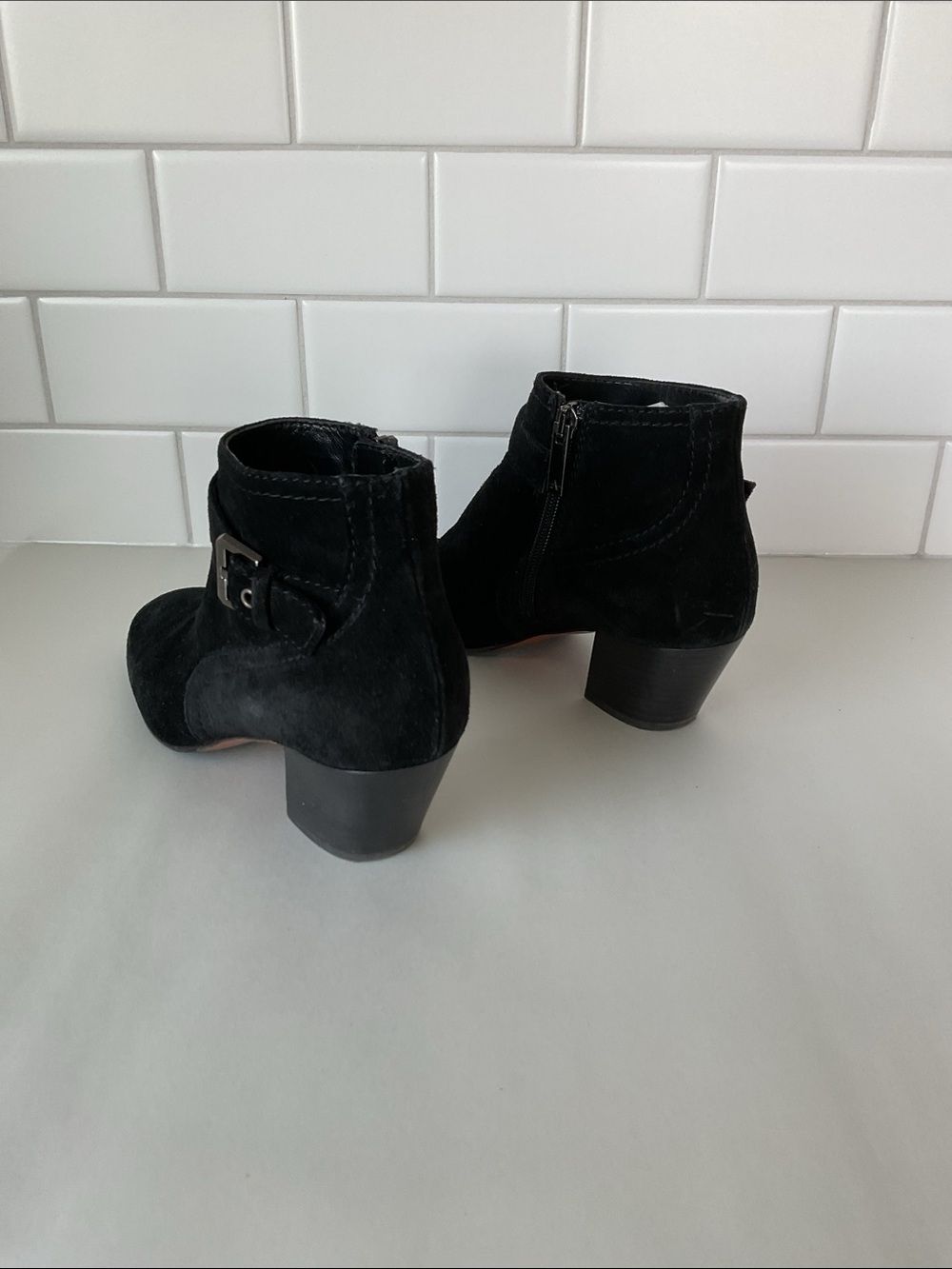 AQUATALIA Black Suede Ankle Booties with Side Buckle - Picture 5 of 13